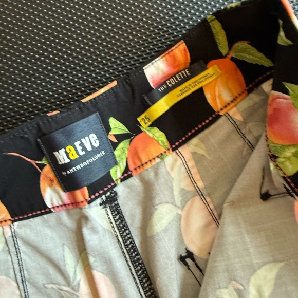 Anthropologie Maeve Black/ peaches Women's Pants size 25 - Picture 6 of 8